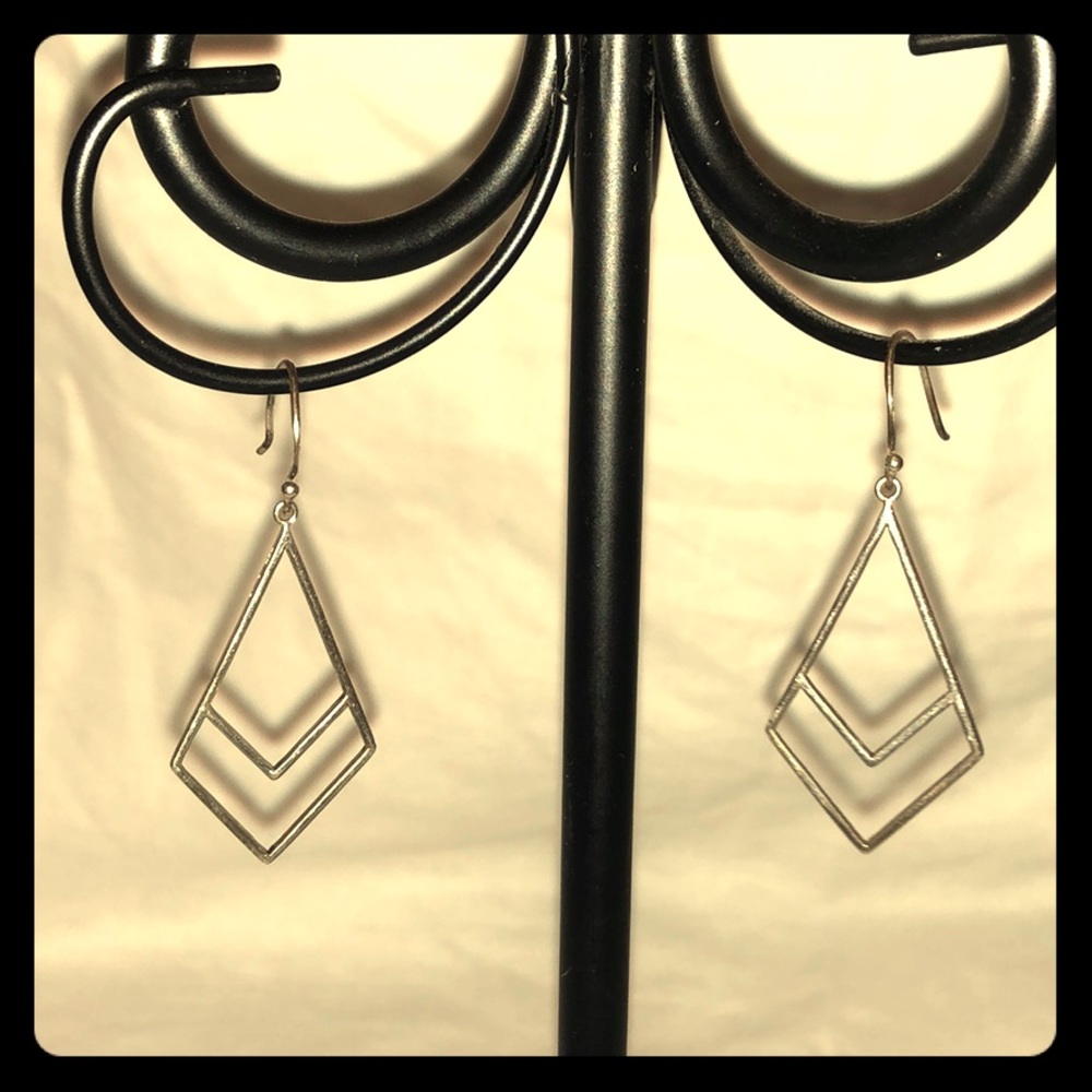 Silver Geometric Dangle Earrings